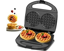 YASHE mini-wafelijzer - 750 W - 2 ronde wafels - zwart