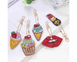 Diamond Painting Sleutelhangers set - Verschillende afbeeldingen - 5 stuks - Hobbypakket