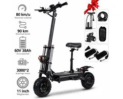 Elektrische Step voor Volwassenen J30MAX – 6000W Dubbele Motor - 60V 38Ah Accu - Tot 90 km Bereik - 11 Inch All-Terrain Banden - Opvouwbaar - IPX5