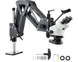 Microscoop met Veerhouder - Sieradenmicroscoop Inlegmicroscoop - Precisie Werk - Multidirectioneel Verstelbaar - 7X-45X Zoom - Zwart