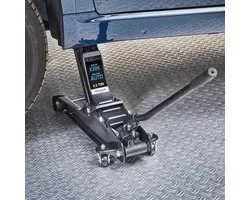 Datona® Garagekrik - Autokrik Extra Laag 2,5 Ton - Hefhoogte 9 cm tot 38,5 cm - Compacte Krik voor auto - met zwenkwielen en rubber pad - 12 kg