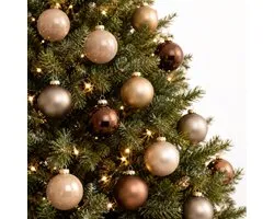 Inge Christmas Goods Boules de Noël - 12x pcs - tons marron - verre - 8 cm