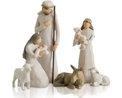 Ensemble de crèche moderne avec 6 figurines en résine - Scènes de la Nativité pour décoration de Noël