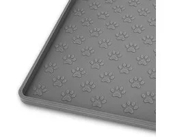 BOTC Placemat Hond & Kat - Antislip & Waterafstotend - 48x30 cm - Placemat Voerbak - Siliconen - 1 Stuk - Honden Placemat - Grijs