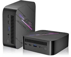 Blackview MP100 Mini PC - 16 GB LPDDR4 - 512 GB M.2 SSD - AMD Ryzen 5 7430U - Tot 4,3 GHz - Windows 11 Pro - WiFi 6 - USB 3.2 * 2 Type A 2.0 * 1 - 4K UHD - RGB-verlichting - BT 5.2 - Zwart