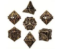 Ensemble de dés Joya Kids® Dungeons and Dragons | Set de Dés DnD Polydice | Ensemble de dés D&D | Ensemble de 7 dés en Métal | Coffre de rangement de Luxe inclus | Dés en métal avec feuilles