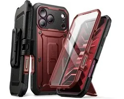 SUPCASE Hoesje Geschikt voor Apple iPhone 18 Pro Max / 17 Pro Max - Unicorn Beetle Pro Case met Ingebouwde Screenprotector - Beschermhoes met Holster en Kickstand Burgundy