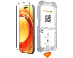TORRAS Install Master Geschikt voor Apple iPhone 18 Pro - Screen Protector met Frame - 9H Tempered Glass - Gemakkelijke Installatie - Volledig Dekkend - Militair Getest Glas