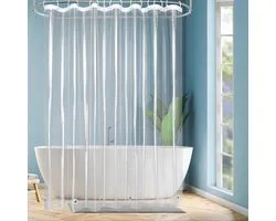 EurCross Extra breed transparant antischimmel douchegordijn 240 x 200 cm met 5 magneten onderaan, plastic waterdicht PEVA douchegordijnen voor badkamer bad met 16 ringen