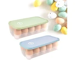 Set de 2 boîtes à œufs Ibenzoa® avec couvercle et indicateur de date pour réfrigérateur et pique-nique