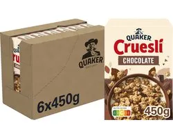 Quaker Cruesli Chocolade - Ontbijtgranen - 6 x 450 gram