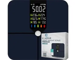 e.volve Premium Smart Scale - Analyse corporelle 16x avec pourcentage de graisse - Pèse-personne numérique avec application - Bluetooth 5.0