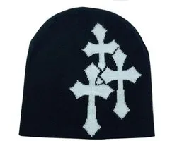Gebreide Muts - Y2K Accessoire - Dagelijks Gebruik - Kruispatroon Design - 20 x 14 cm - Groen Zwart