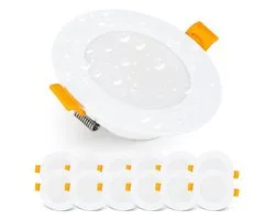 IP54 LED-Module Downlights – Badkamerverlichting – 500 Lumen – 3000K Warm Wit – Waterbestendig - Ultra-platte Emos Exclusive Downlights voor in de Badkamer, Wit, 12-pack