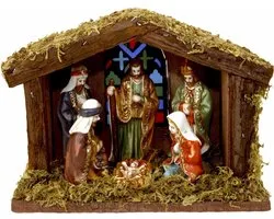 Crèche avec éclairage et figurines 22cm
