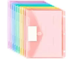 10 Stuks Documentenmap - Projectmap - Kunststof Documentenmap - Documententassen Set - 5 Assortiment Kleuren - Kunststof Hoezen met Klittenband - PVC -Materiaal - 32 X 23 Cm - Voor Het Opbergen Van Documenten, Organisatie