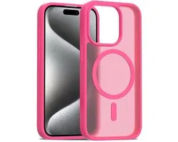 Solidenz Hoesje - Geschikt voor iPhone 15 Pro Max - FrostMag Backcover geschikt voor MagSafe - Fel Roze