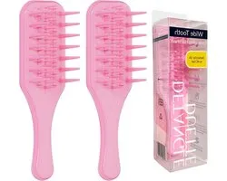 x2 Detangle Duette Wide Tooth Detangling Brush Wet Detangling Brush for Curly Coily Kinky Afro Black Hair | Natural Curly Hair | 3C to 4C Hair | Painless Detangling Hairbrush
