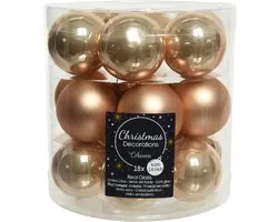 18x morceaux de petites boules de Noël marron caramel en verre 4 cm - mat/brillant - Décorations pour sapins de Noël