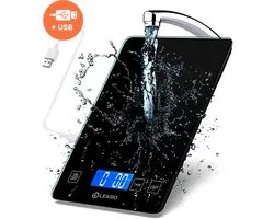Balance de cuisine de précision numérique Lekro - Balance de Cuisine - Rechargeable par USB - 1gr à 15kg - Fonction tare - Zwart