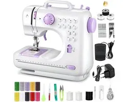 Delgeo Mini Naaimachine - Handnaaimachine met Accessoires - - 12 steektypen - Draagbaar & Elektrisch - Ideaal voor Beginners en Reparaties - 2 Snelheden