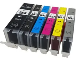 MediaHolland - Cartouches d'encre de marque maison pour Imprimantes Canon CLI-551 et PGI-550 - Set de 6 pièces - 5 couleurs - Cartouches d'encre Canon , Cartouche