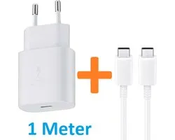 Bedrade oplader - 25W - 1 meter - USB-C Male Geschikt voor: Oppo / OnePlus / Motorola / Samsung / Huawei / Sony / Nintendo Switch / Playstation 5 Controller PS5 / GoPro - Wit