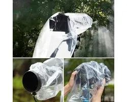 Clear Regenhoes voor DSLR Camera's met Lens en Flash - Set van 2 - Waterdichte Regenjas voor Canon Nikon Sony Pentax Fujifilm Sigma Tamron - Regen Mouw en Regenkleding