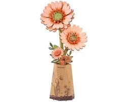 Robotime Light Orange Gerbera - Rowood Wooden Bloom Craft Series - TW111 - Knutselen - DIY - Houten bouwpakket - Volwassenen - Bloemen - Creatief