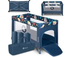Lionelo Stefi – Lit Parapluie & Parc 2-en-1 – Co-Dodo – Entrée Latérale avec Fermeture Éclair – Jusqu’à 15 kg – 125x65 cm – Système LockGuard – Sac de Transport Inclus – Pour 0-36 Mois