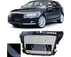 Audi A3 8P Facelift de 2008 à 2013 Calandre Sport Sans Emblème Zwart Brillant Nid d'Abeille Sportback Tsi Tdi Tuning