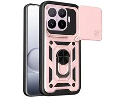MobyDefend Hoesje - Geschikt voor Xiaomi 17T Pro - Pantsercase Met Draaibare Ring - Rosé