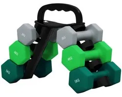 Dumbbell set with stand, 6 pieces