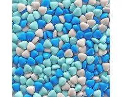 Chocolade Dragee mini Hartjes BLAUW-wit- 500 gram doopsuiker love-chocolade