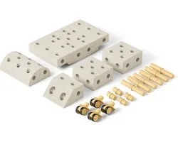 Modu Explorer Kit - Zachte blokken-19 onderdelen- Open Ended speelgoed - Speelgoed 1 - 2- 3 jaar- Sand Grey / Honey Yellow