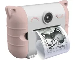 KIDYWOLF KIDYPRINT Roze Thermische Kindercamera – Instant Camera voor Kinderen met Direct Print -5+