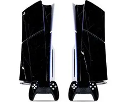 Zwart Marmer skin - geschikt voor de Playstation 5 Slim Disk - 1 console en 2 controller stickers geschikt voor de PS5 Slim