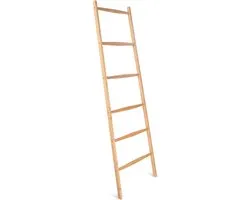 Navaris Multifunctional Bamboo Towels Ladder - 6 Steps for Towels, Clothing, Bedding - For Bedroom, Bathroom - Towel Stand