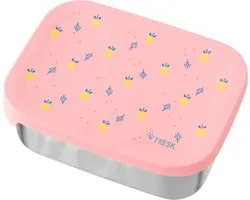 Fresk Boîte à déjeuner pour enfants - Boîte à déjeuner - Boîte à tartines pour fille - Acier inoxydable - 2 compartiments - Rose - Summer Fruit