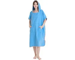 Strandbadjas - 90*110cm - badcape voor heren en dames - poncho handdoek - microvezel surfhanddoek - lange kapstok met capuchon - unisex - ideale handdoek voor het strand, surfen, surfen - effen cape met capuchon - absorberende en snel drogende cape