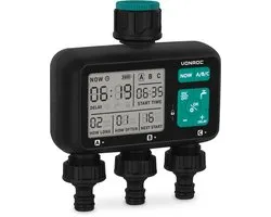 VONROC 3-weg watertimer – Besproeiingscomputer voor 3 zones – Instelbare bewateringstijd en -frequentie per zone