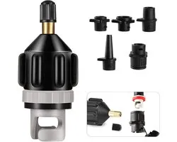 Best Active SUP Ventiel Adapter - Ventieladapter met 5 Opblaasmondstukken - Compressor Pomp Connector - Watersport Accessoires - Pompadapter voor SUP Board, Kajak en Opblaasboot - Zwart