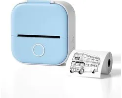 Printer d'autocollants - Mini Printer - Printer d'autocollants - Imprimante d'étiquettes Autocollants/ Printer sans encre Printer Bluetooth / Portable Mini Printer portable Couleur - Printer d'autocollants - Blauw
