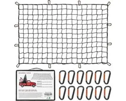 Filet à Bagages Heavy Duty pour Pick-up Trucks - Réglable de 5' x 7' à 15' x 21' - Comprenant 12 Mousquetons - Parfait pour un Transport Sécurisé