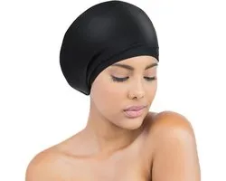 Siliconen Badmuts - Badmuts voor Dames en Heren - Badmuts - Badmutsen - Waterdicht - Swimming Cap - Geschikt Voor Dames en Heren, Dreadlocks, Haarextensies, Vlechten, Afro - Elastische - Comfortabel en Duurzaam - Badmuts voor Lang Haar - Zwart