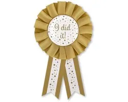 LUQ – Rosette I Did It – Goud-Wit – Lux Graduate Pin – Afstudeer Feest Accessoire – Geslaagd Broche – Direct Opspeldbaar