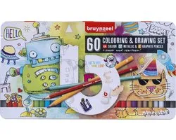 Bruynzeel dessin et coloriage petits artistes étain 60 pièces