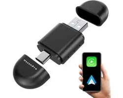 MasonPro 2-in-1 CarPlay Dongle - Geschikt voor Apple Carplay & Android Auto - Draadloos CarPlay - Android Auto Dongle - USB-C - Zwart