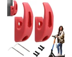 Crochet de sac adapté pour Xiaomi M365/1S/Pro/Pro - Crochet pour sac - Courses - Crochet adapté pour Xiaomi - Crochet de trottinette - Crochet pour trottinette électrique - Montage facile - 2 Pièces Rouge