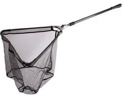 Ultimate Rubber Schepnet - Landingsnet - Inklapbaar - 130 x 60 x 60cm - Aluminium Steel - Zwart